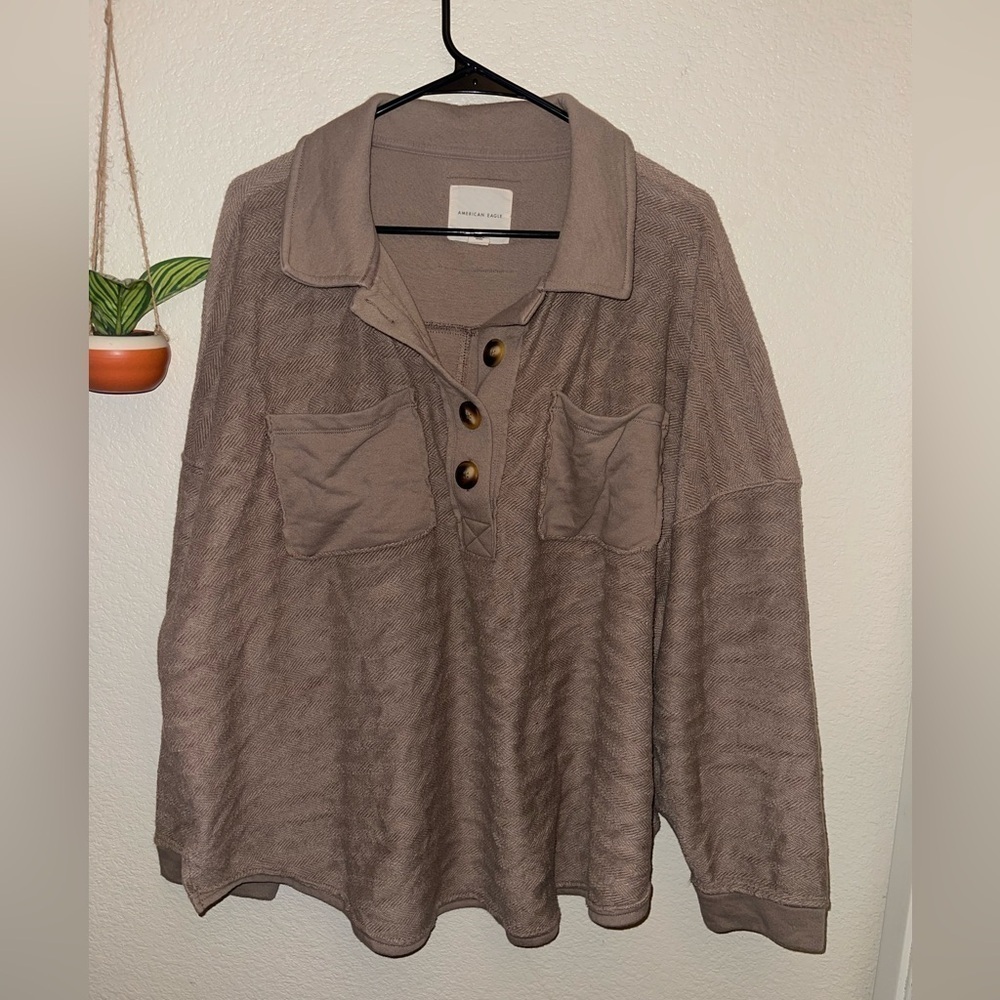 American eagle oversized polo pullover